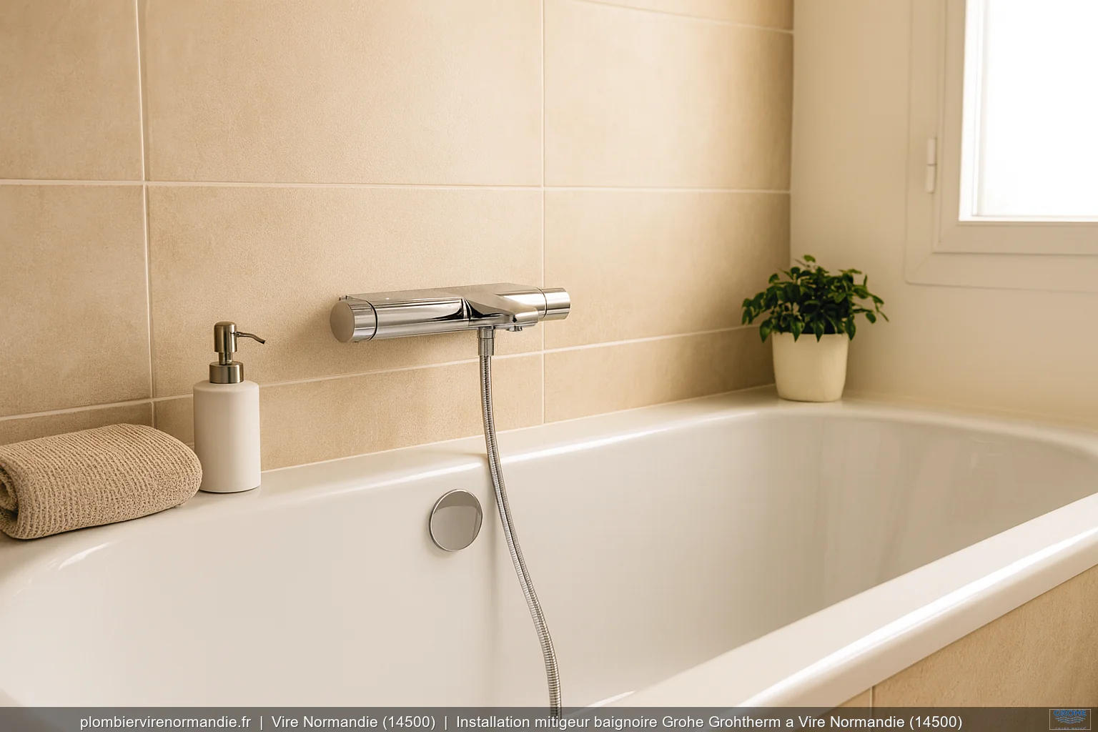 Installation mitigeur baignoire Grohe Grohtherm a Vire Normandie (14500)