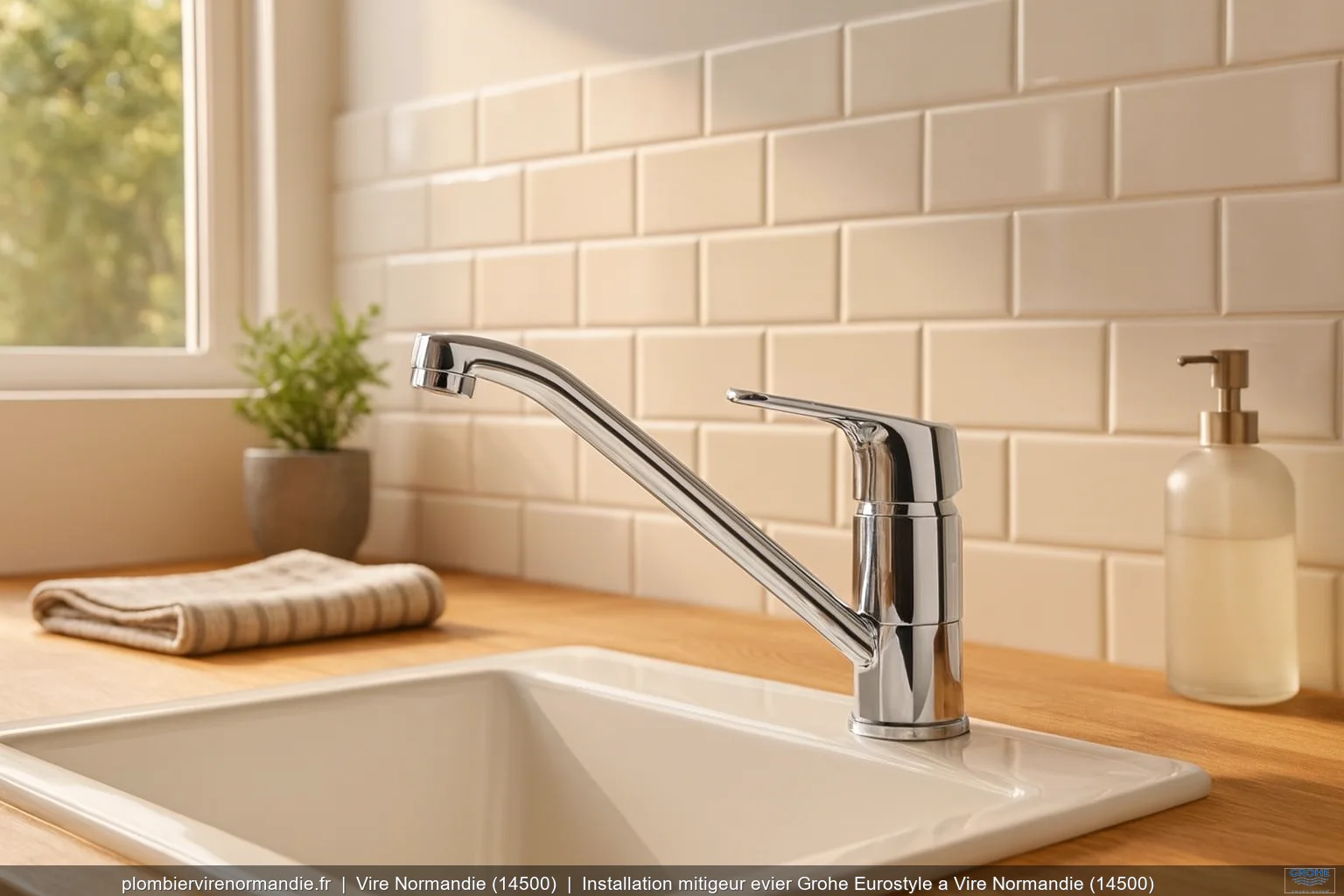 Installation mitigeur evier Grohe Eurostyle a Vire Normandie (14500)